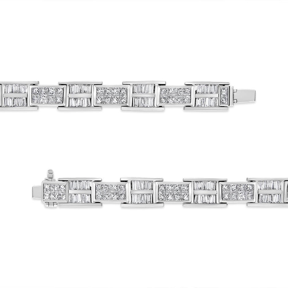 14K White Gold 10 5/8 Cttw Diamond Panel Link Bracelet - 7