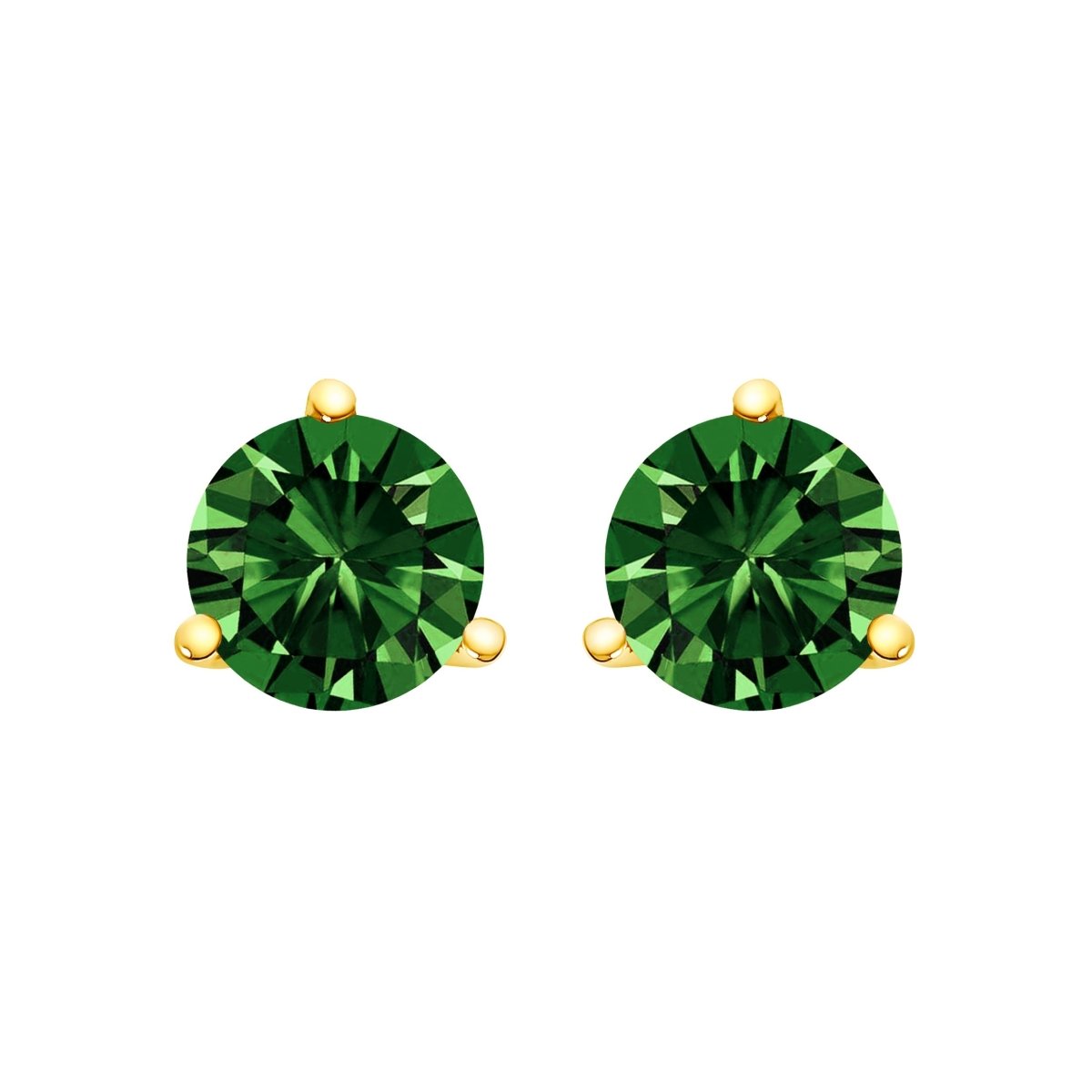 14K White Gold 1.0 Cttw 3-Prong Martini Set Lab Grown Green Diamond Solitaire Stud Earrings - Earrings - Custom Crafting Alliance, LLC