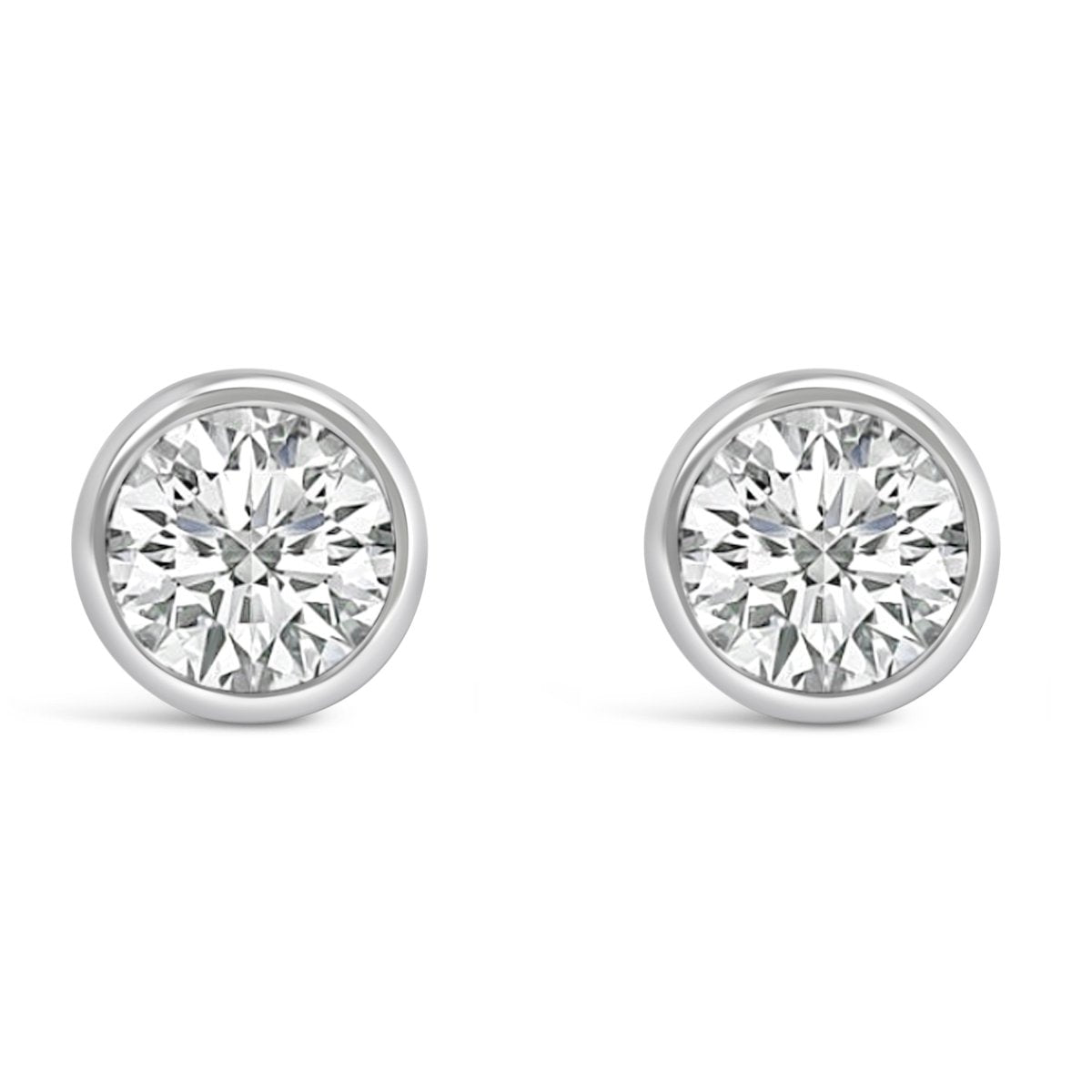 14K White Gold 1.0 Cttw Lab Grown Diamond Screw-Back Classic Bezel Solitaire Stud Earrings (G-H Color, VS2-SI1 Clarity) - Earrings - Custom Crafting Alliance, LLC