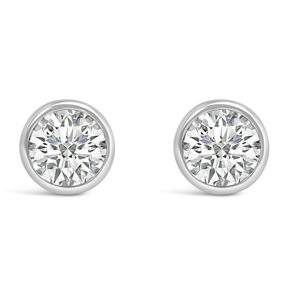 14K White Gold 1.0 Cttw Lab Grown Diamond Screw-Back Classic Bezel Solitaire Stud Earrings (G-H Color, VS2-SI1 Clarity) - Earrings - Custom Crafting Alliance, LLC