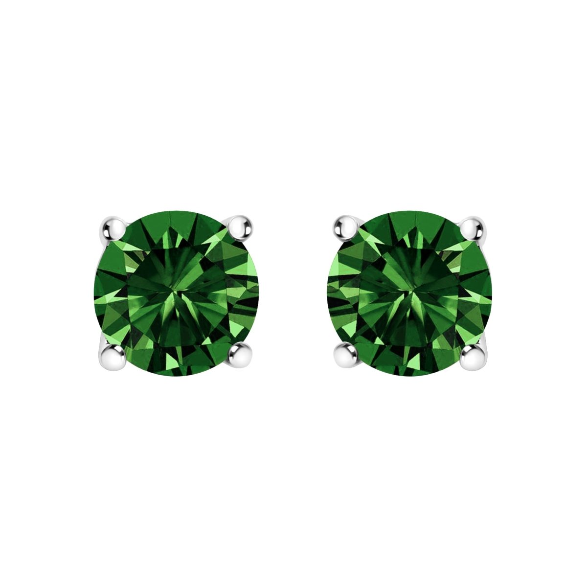 14K White Gold 1.0 Cttw Lab Grown Green Diamond Classic Solitaire Stud Earrings - Earrings - Custom Crafting Alliance, LLC
