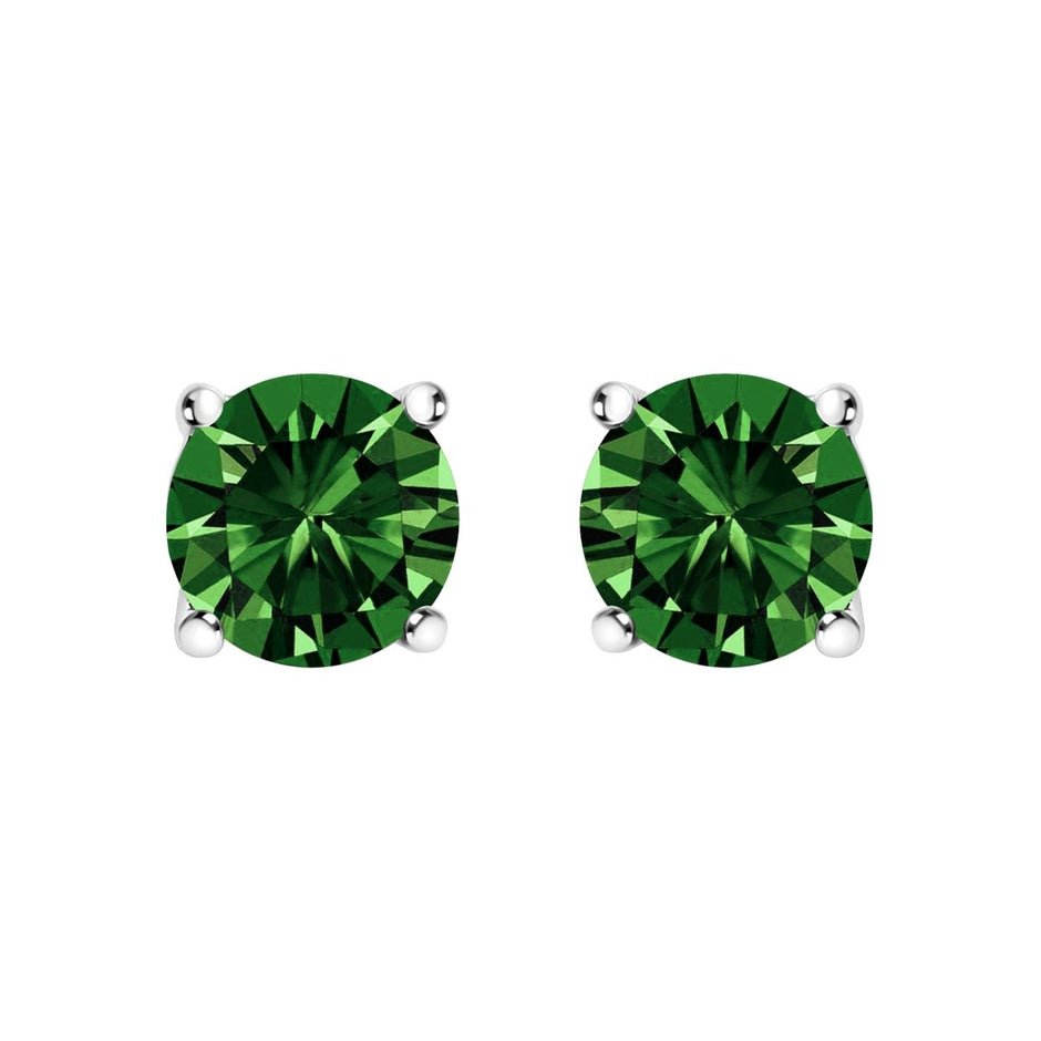 14K White Gold 1.0 Cttw Lab Grown Green Diamond Classic Solitaire Stud Earrings - Earrings - Custom Crafting Alliance, LLC