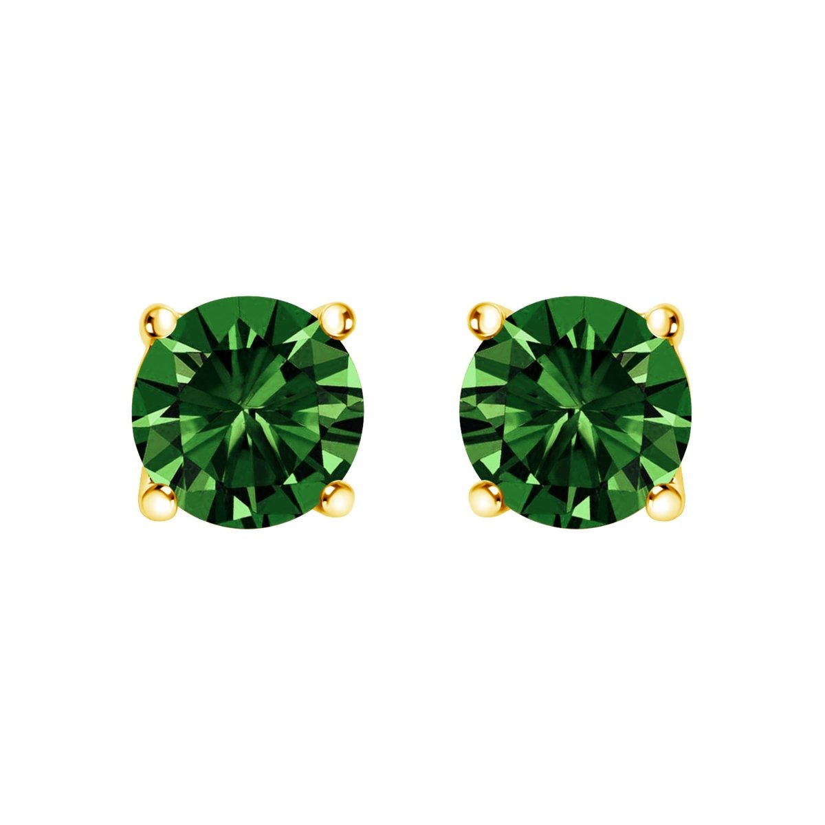 14K White Gold 1.0 Cttw Lab Grown Green Diamond Classic Solitaire Stud Earrings - Earrings - Custom Crafting Alliance, LLC