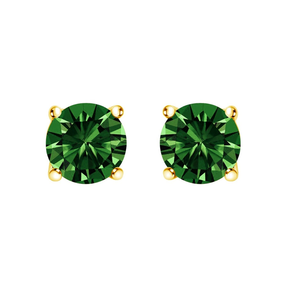 14K White Gold 1.0 Cttw Lab Grown Green Diamond Classic Solitaire Stud Earrings - Earrings - Custom Crafting Alliance, LLC