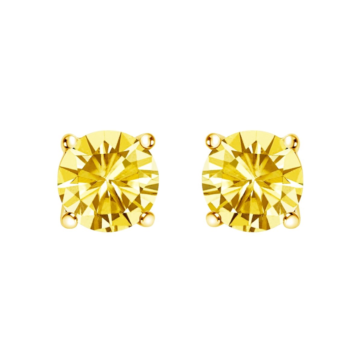 14K White Gold 1.0 Cttw Lab Grown Yellow Diamond Solitaire Stud Earrings (Yellow Color, VS2-SI1 Clarity) - Earrings - Custom Crafting Alliance, LLC