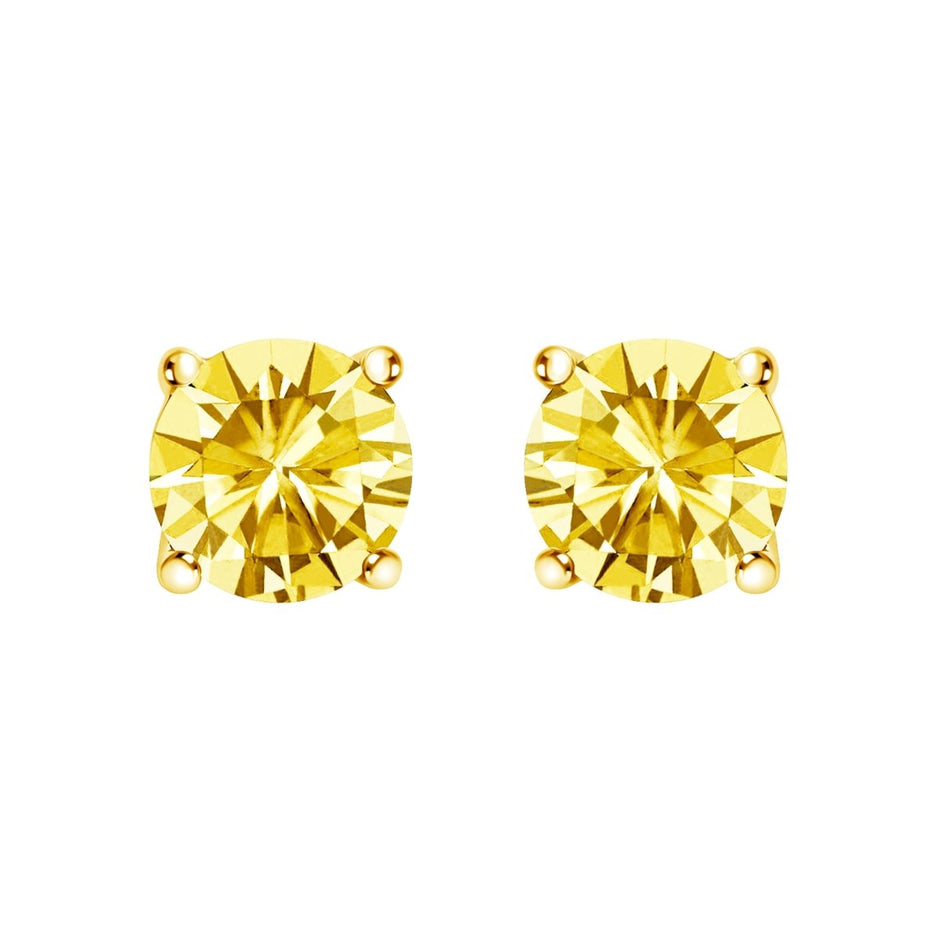 14K White Gold 1.0 Cttw Lab Grown Yellow Diamond Solitaire Stud Earrings (Yellow Color, VS2-SI1 Clarity) - Earrings - Custom Crafting Alliance, LLC