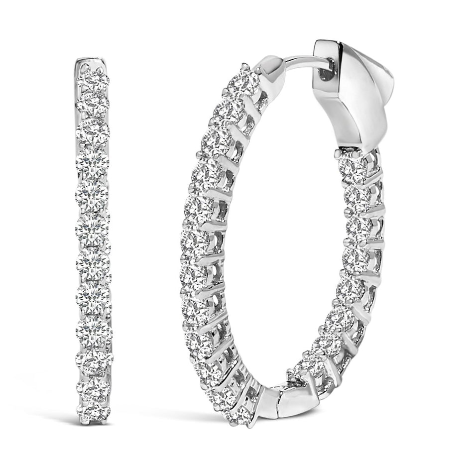 14K White Gold 1.0 Cttw Oval Lab Grown Diamond Hoop Earrings - Earrings - Custom Crafting Alliance, LLC