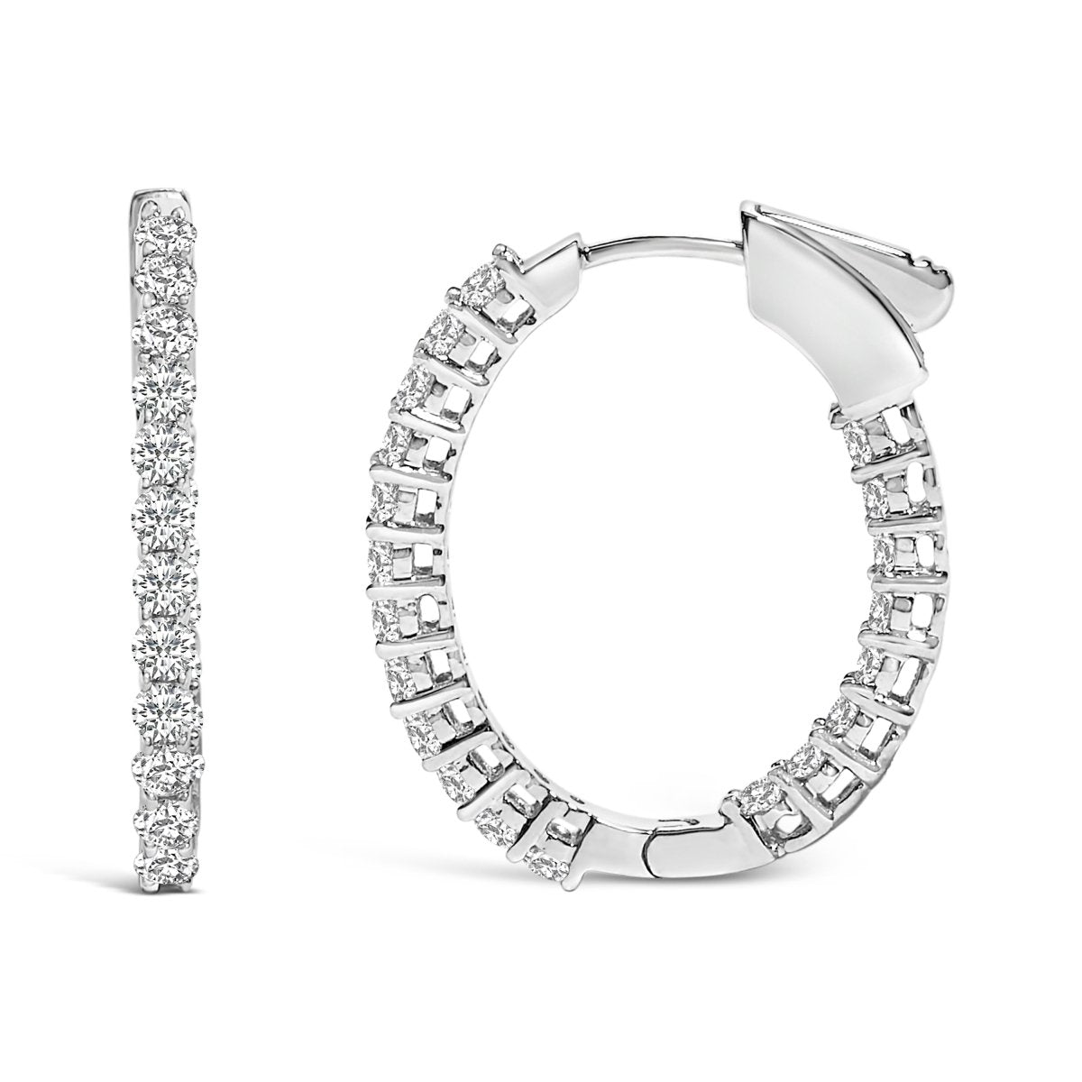 14K White Gold 1.0 Cttw Oval Lab Grown Diamond Hoop Earrings - Earrings - Custom Crafting Alliance, LLC