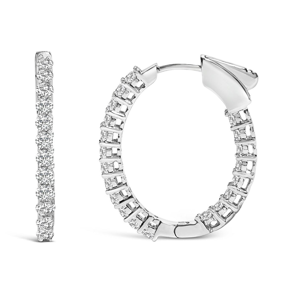 14K White Gold 1.0 Cttw Oval Lab Grown Diamond Hoop Earrings - Earrings - Custom Crafting Alliance, LLC