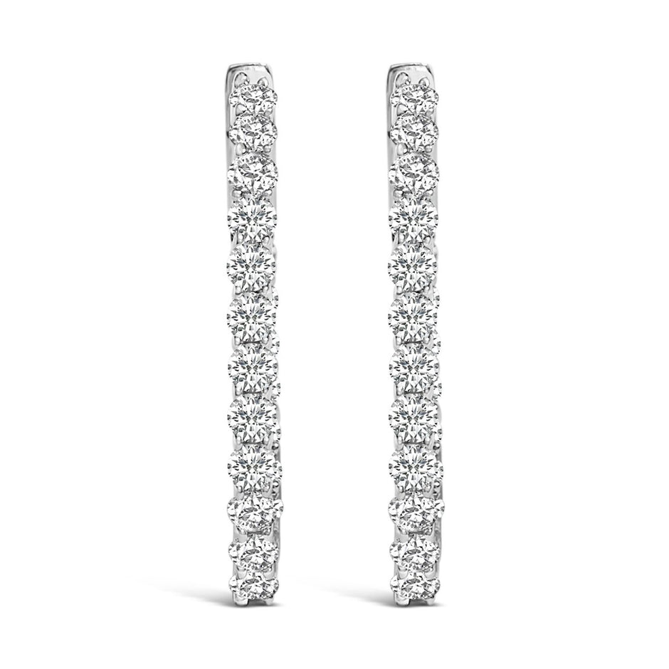 14K White Gold 1.0 Cttw Oval Lab Grown Diamond Hoop Earrings - Earrings - Custom Crafting Alliance, LLC