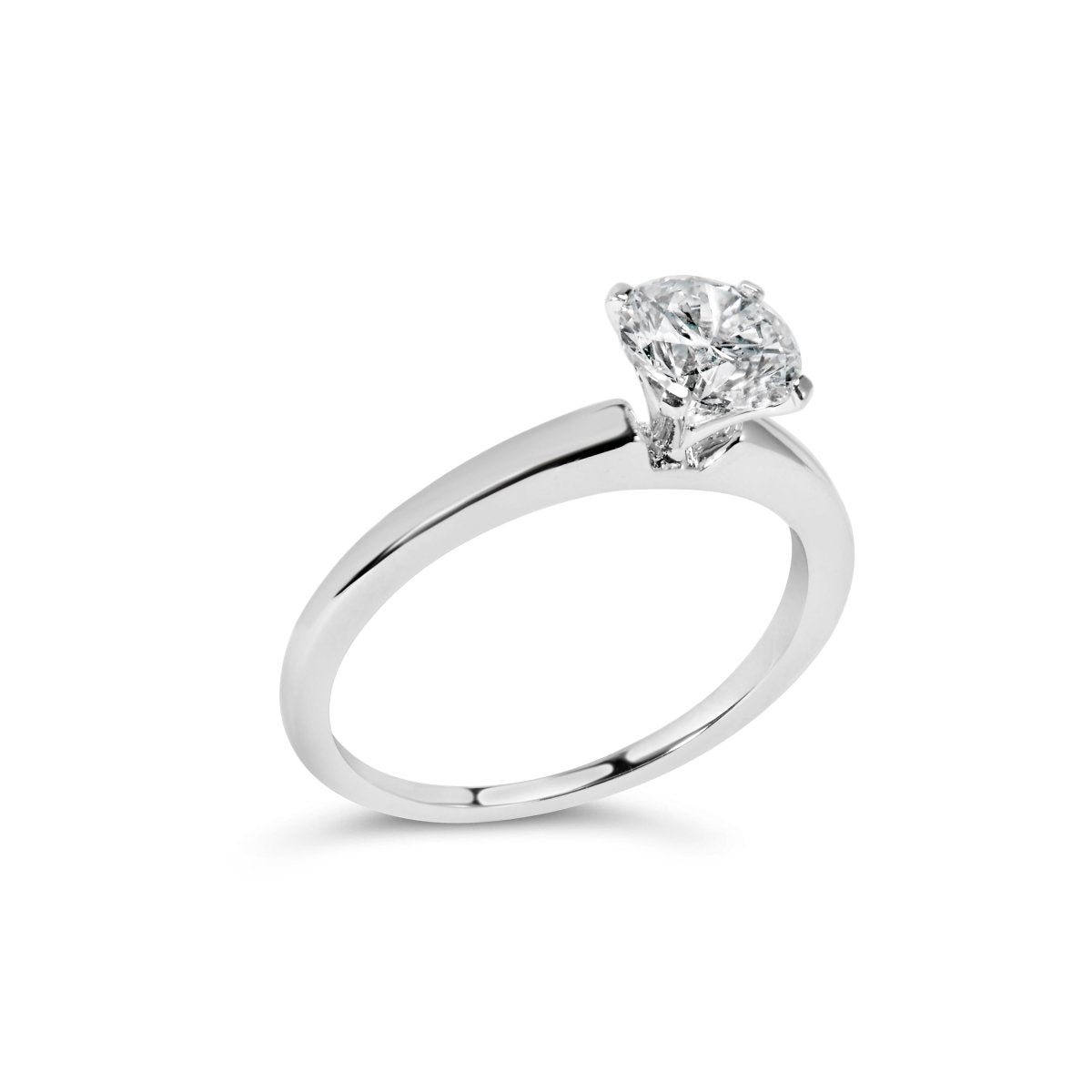 14K White Gold 1.0 Cttw Round Lab Grown Diamond 4 Prong Solitaire Engagement Ring (F-G Color, VS2-SI1 Clarity) - Ring Size 7 - Rings - Custom Crafting Alliance, LLC
