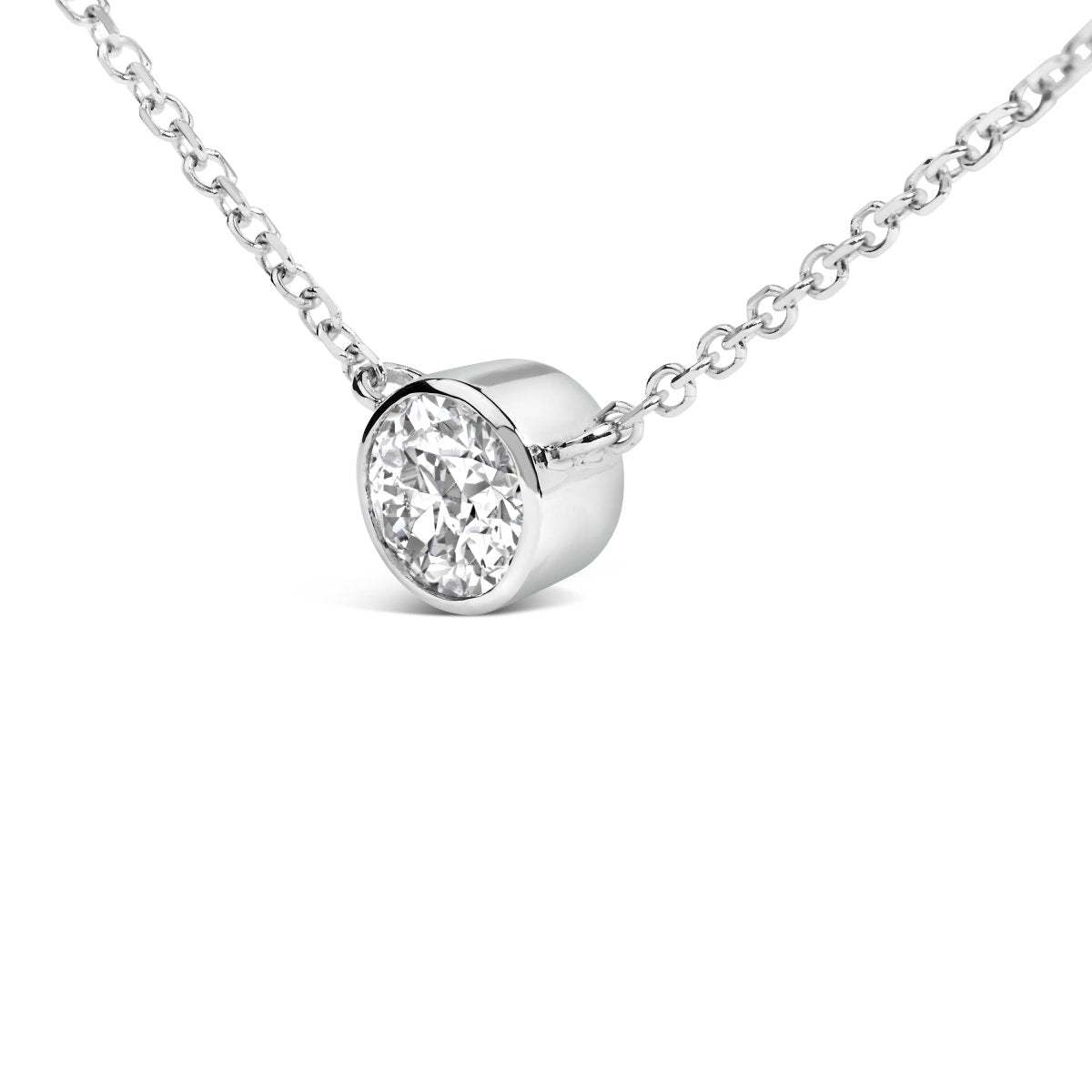 14K White Gold 1.00 Cttw Bezel Set Round Lab-Grown Diamond Solitaire 18