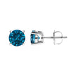 14K White Gold 1.00 Cttw Blue Lab Grown Diamond Stud Earrings with Screw Backs - Earrings - Custom Crafting Alliance, LLC