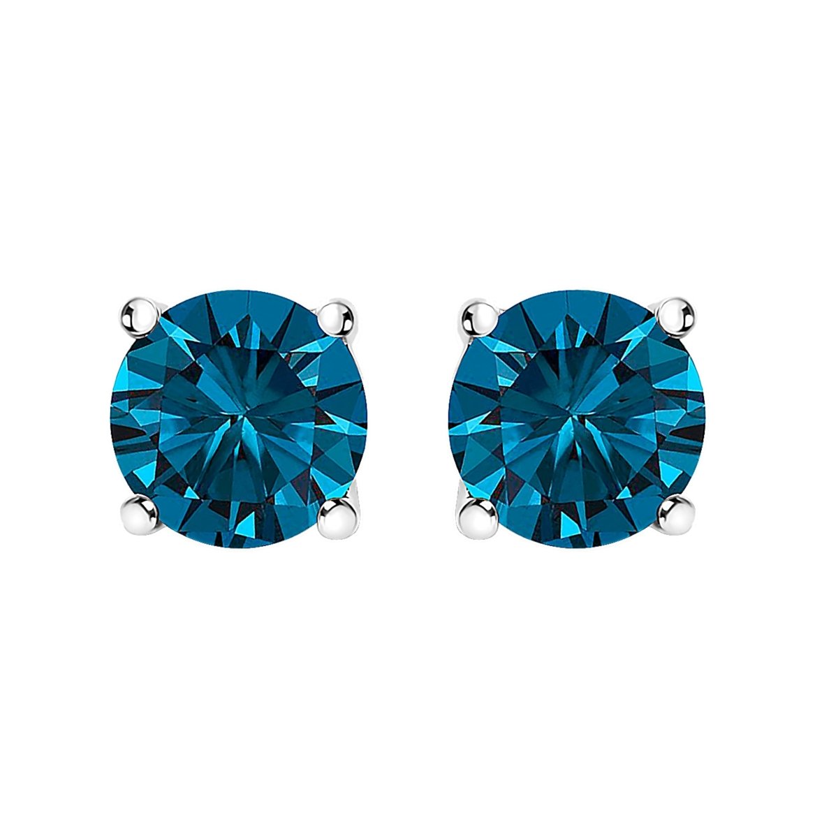 14K White Gold 1.00 Cttw Blue Lab Grown Diamond Stud Earrings with Screw Backs - Earrings - Custom Crafting Alliance, LLC