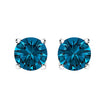 14K White Gold 1.00 Cttw Blue Lab Grown Diamond Stud Earrings with Screw Backs - Earrings - Custom Crafting Alliance, LLC