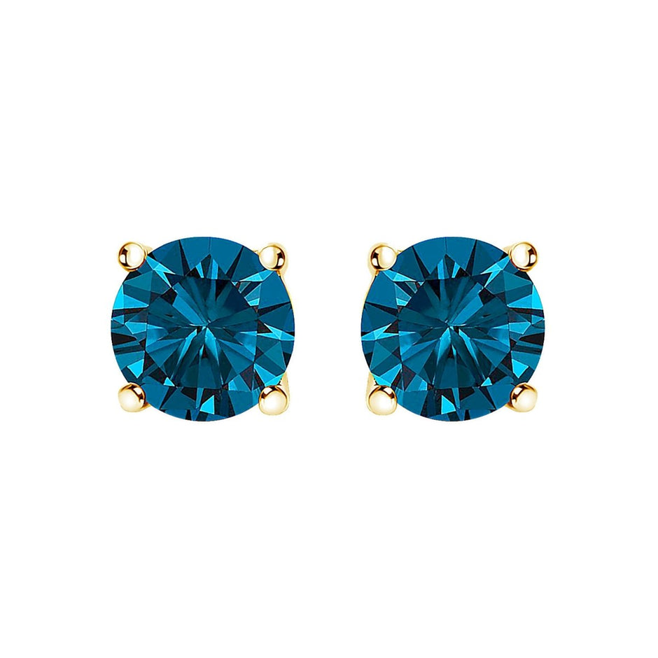 14K White Gold 1.00 Cttw Blue Lab Grown Diamond Stud Earrings with Screw Backs - Earrings - Custom Crafting Alliance, LLC