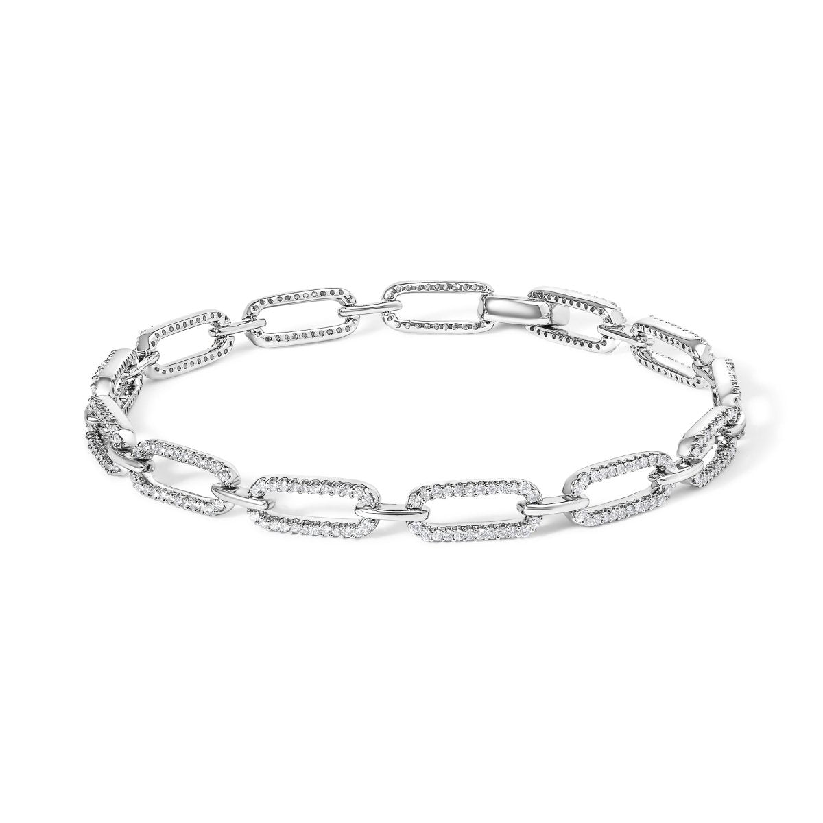 14K White Gold 1.00 Cttw Paperclip Link Bracelet - Bracelets - Custom Crafting Alliance, LLC