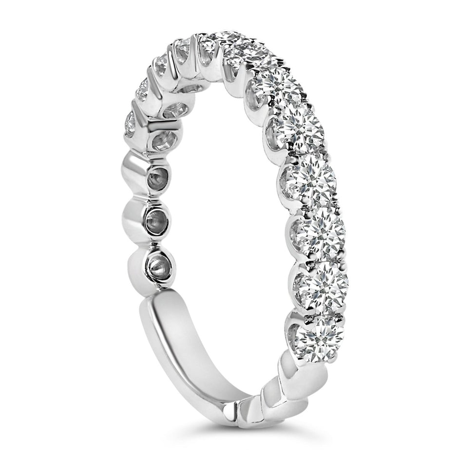 14K White Gold 1.00 Cttw Round Diamond Prong Set Wedding Band - Rings - Custom Crafting Alliance, LLC