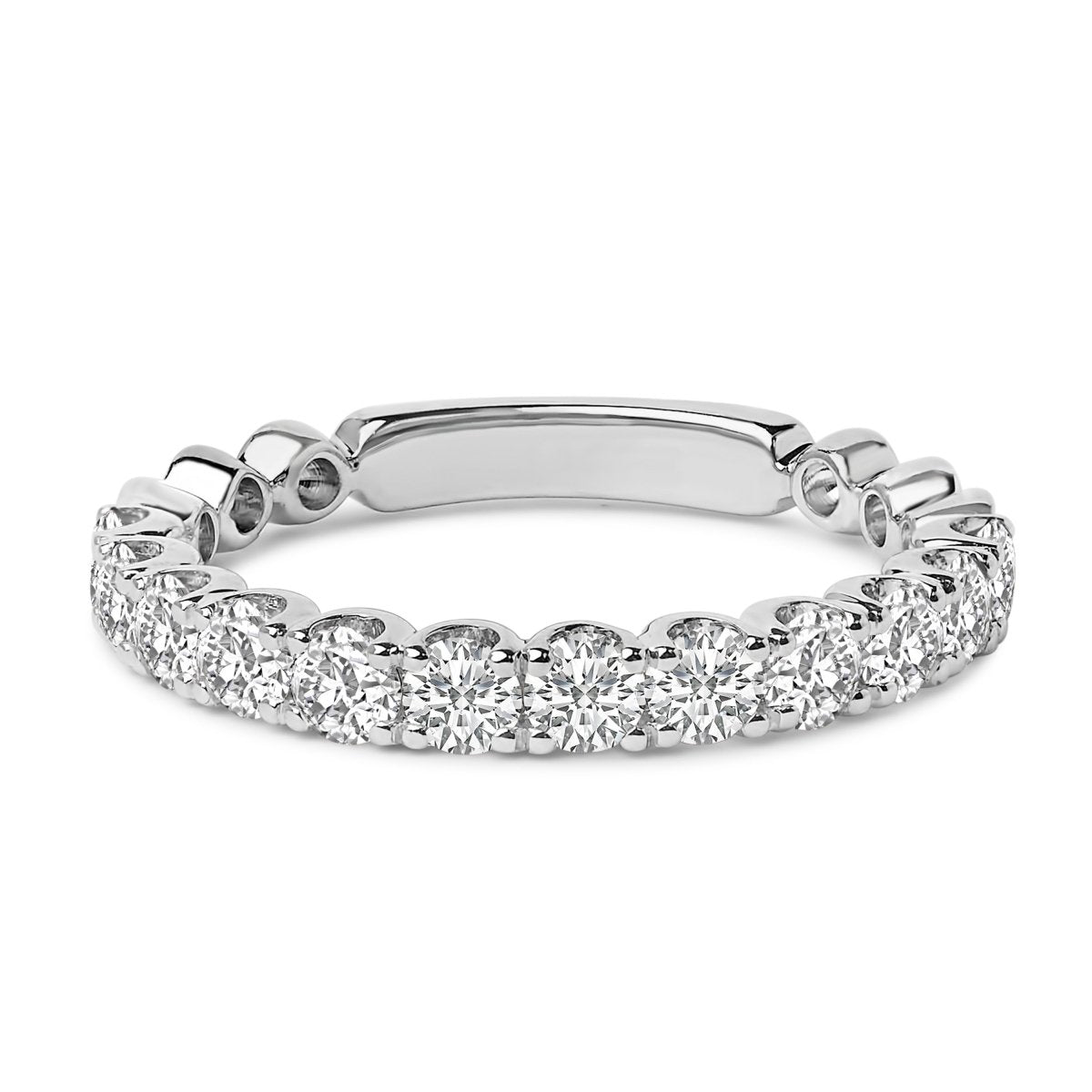 14K White Gold 1.00 Cttw Round Diamond Prong Set Wedding Band - Rings - Custom Crafting Alliance, LLC