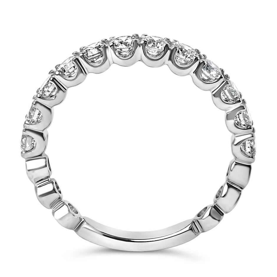 14K White Gold 1.00 Cttw Round Diamond Prong Set Wedding Band - Rings - Custom Crafting Alliance, LLC