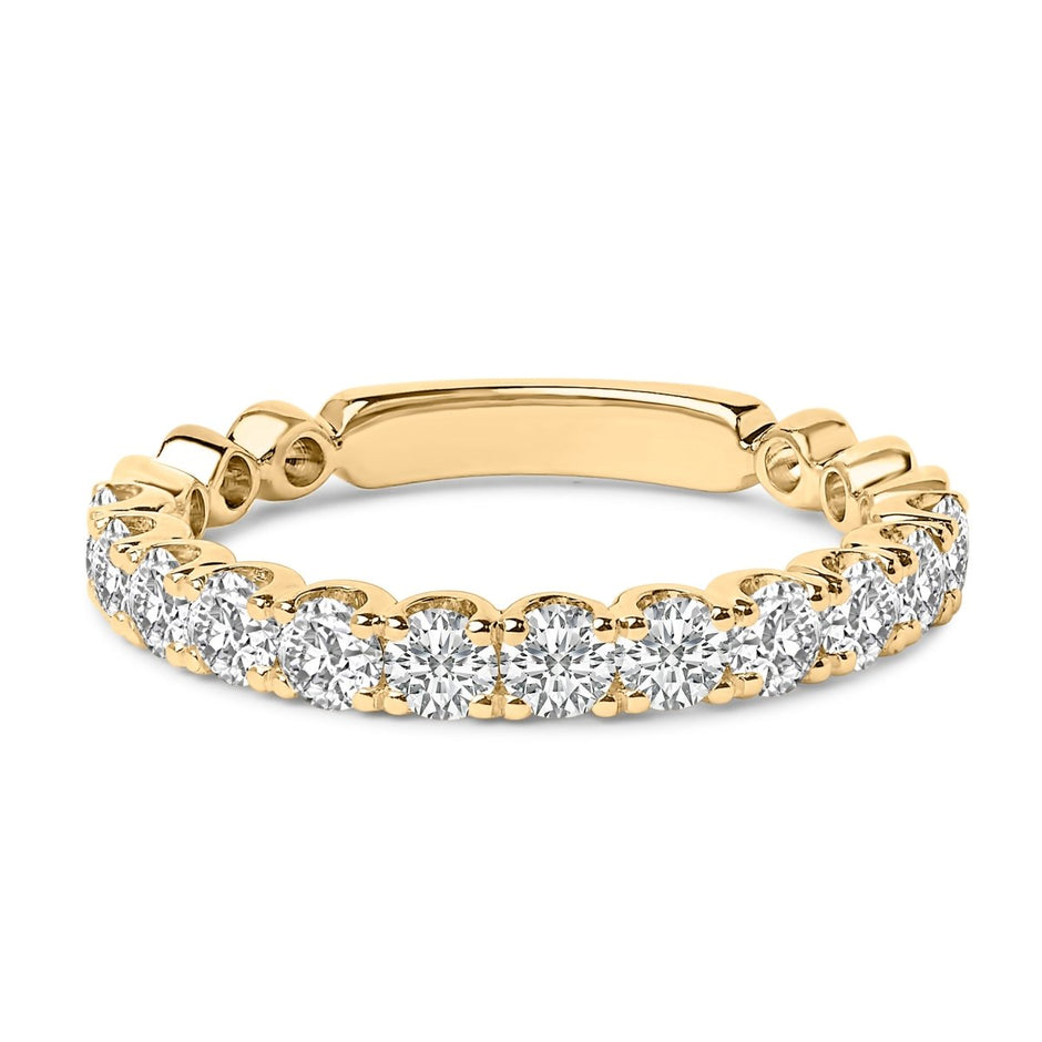 14K White Gold 1.00 Cttw Round Diamond Prong Set Wedding Band - Rings - Custom Crafting Alliance, LLC