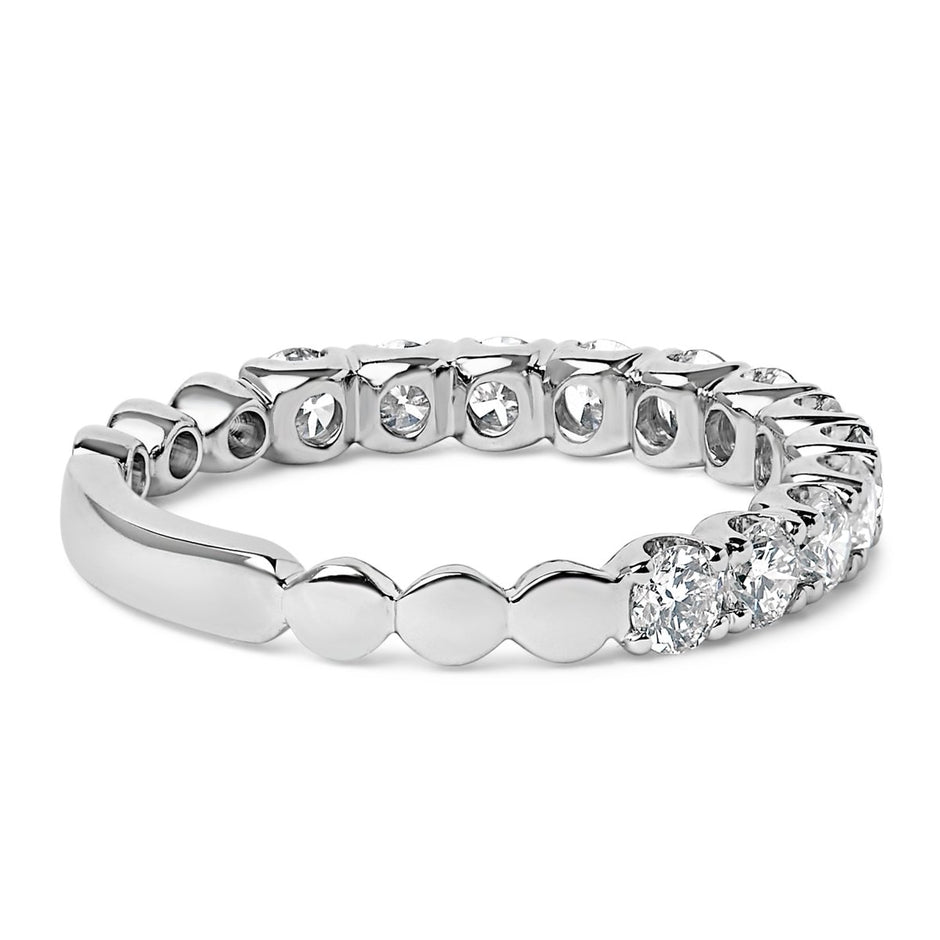 14K White Gold 1.00 Cttw Round Diamond Prong Set Wedding Band - Rings - Custom Crafting Alliance, LLC