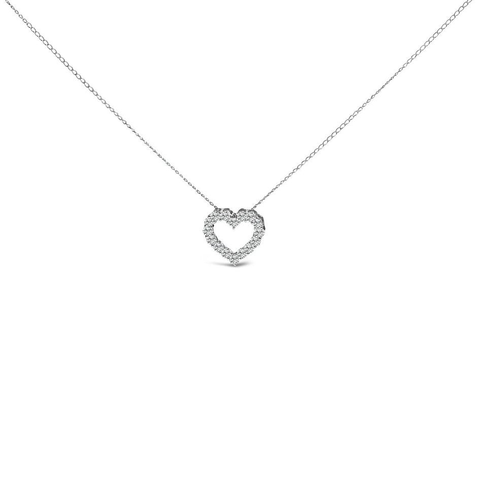 14K White Gold 1/2 Carat Lab Grown Diamond Heart Shape Pendant Necklace - Necklaces - Custom Crafting Alliance, LLC