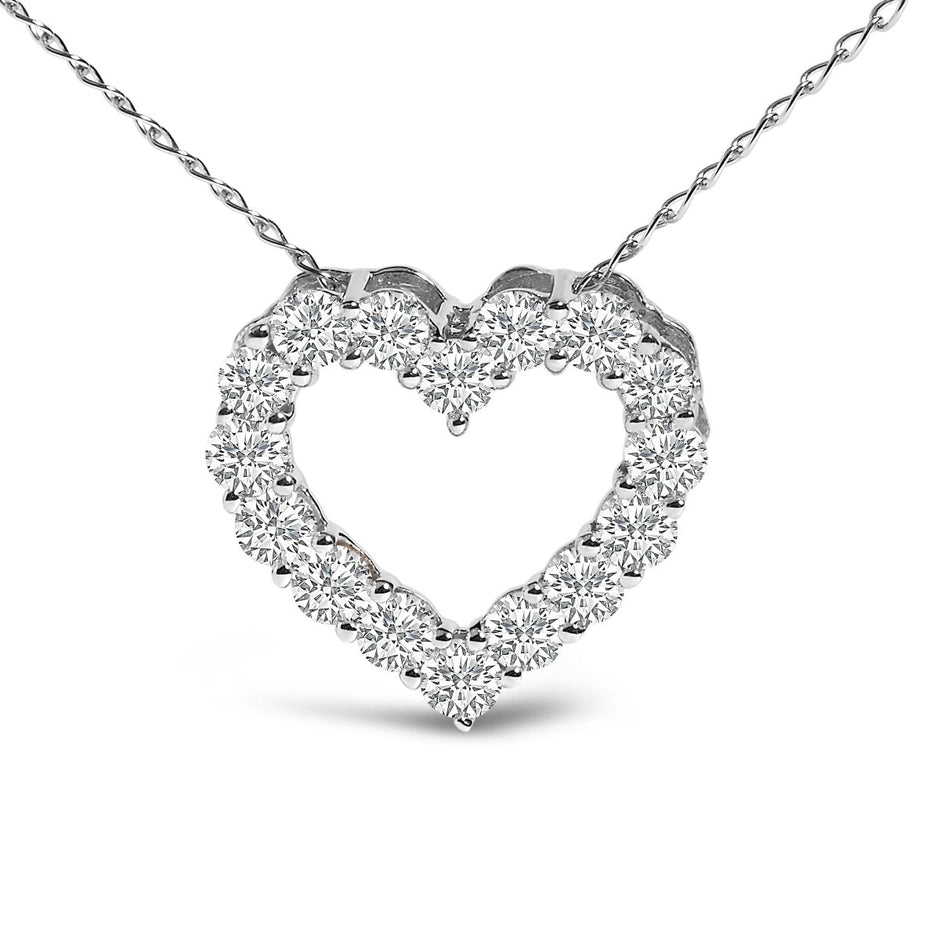 14K White Gold 1/2 Carat Lab Grown Diamond Heart Shape Pendant Necklace - Necklaces - Custom Crafting Alliance, LLC