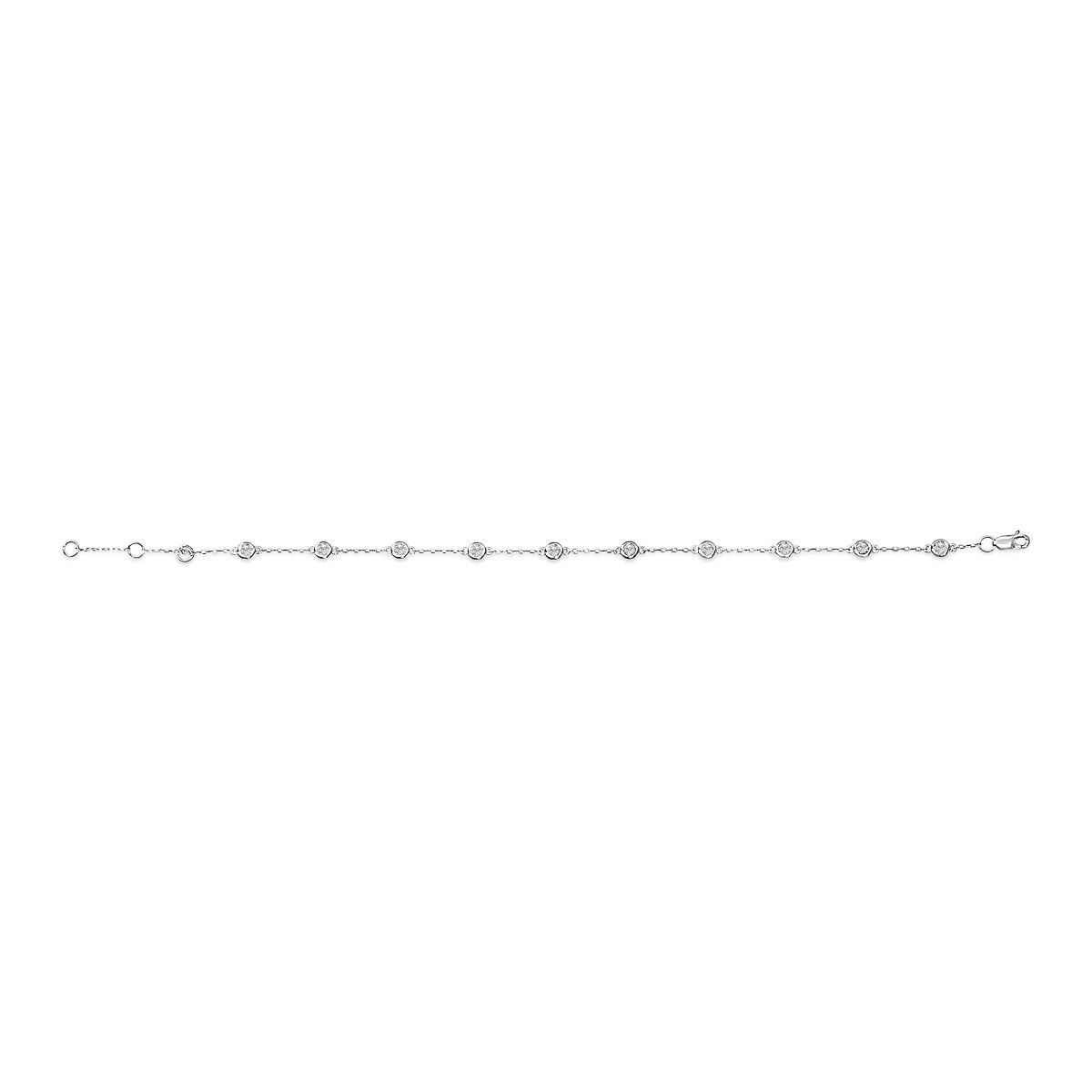 14K White Gold 1/2 Cttw Bezel Set Lab Grown Diamond Station Bracelet - Bracelets - Custom Crafting Alliance, LLC