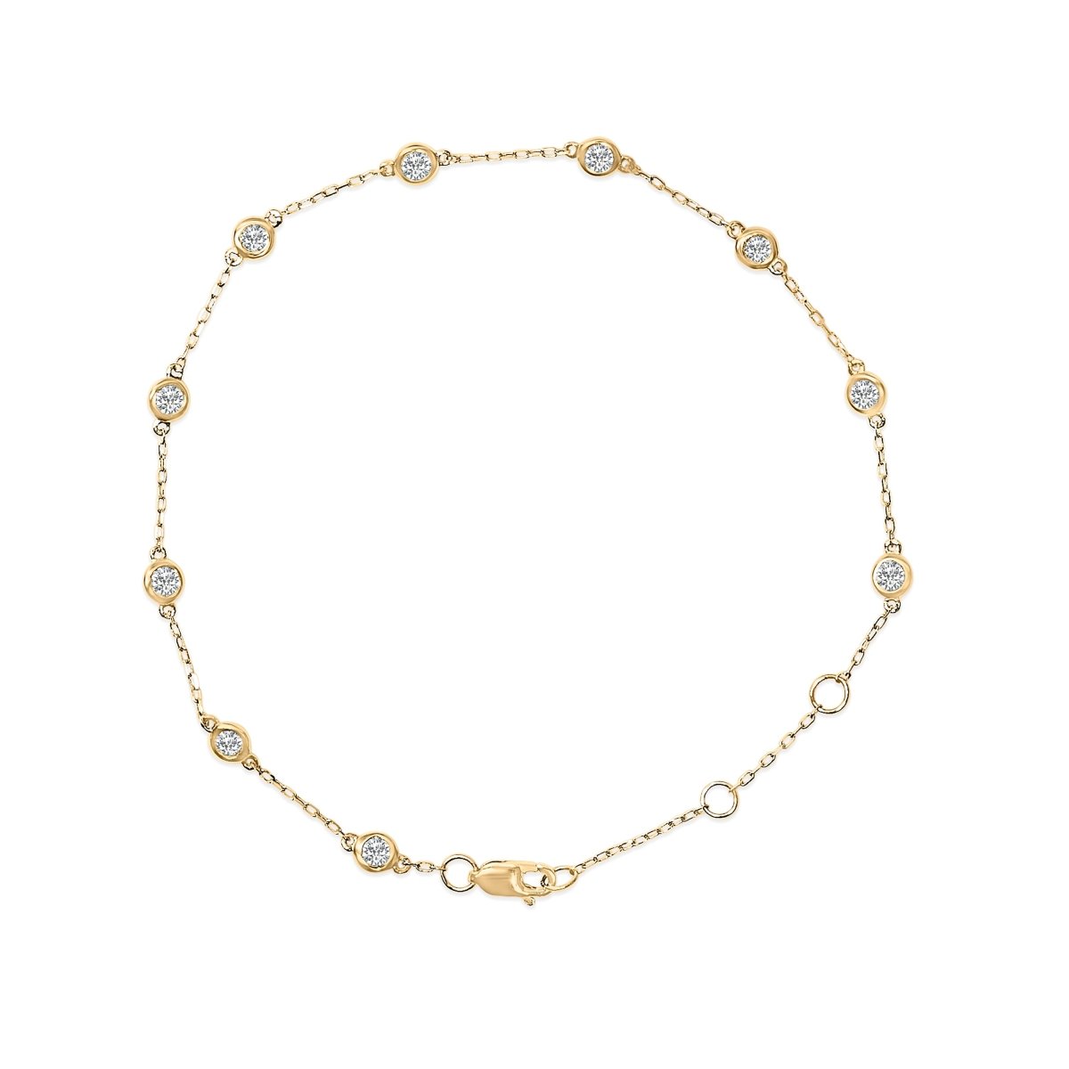 14K White Gold 1/2 Cttw Bezel Set Lab Grown Diamond Station Bracelet - Bracelets - Custom Crafting Alliance, LLC