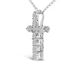14K White Gold 1/2 Cttw Lab Grown Diamond 11 Stone Cross Pendant Necklace - Necklaces - Custom Crafting Alliance, LLC