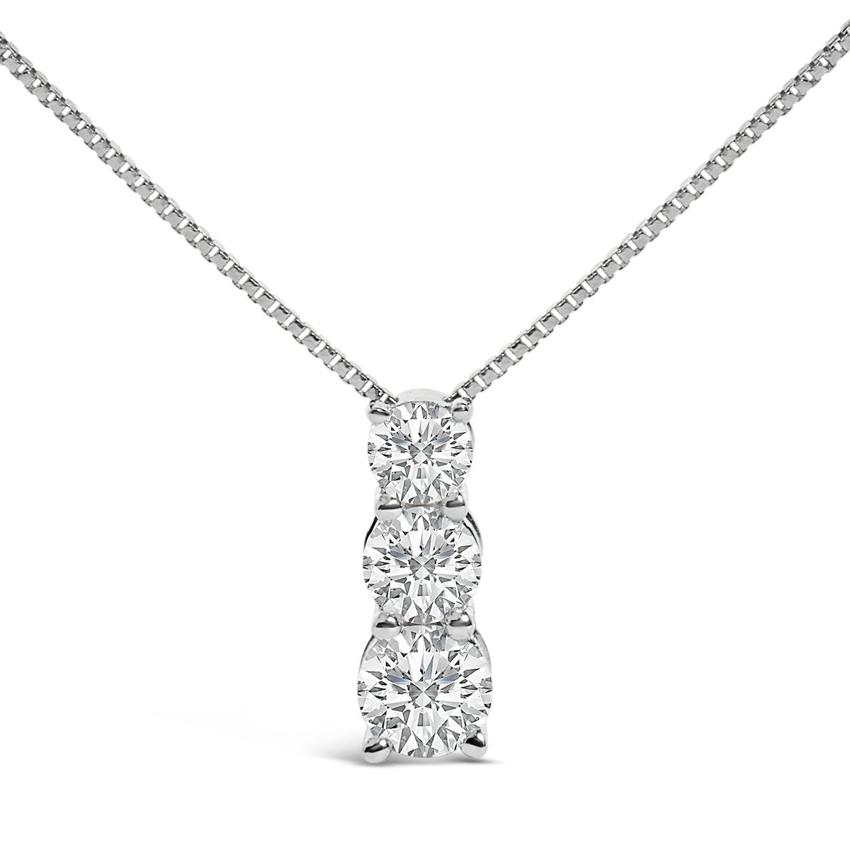 14K White Gold 1/2 Cttw Lab Grown Diamond Three Stone Pendant Necklace - Necklaces - Custom Crafting Alliance, LLC