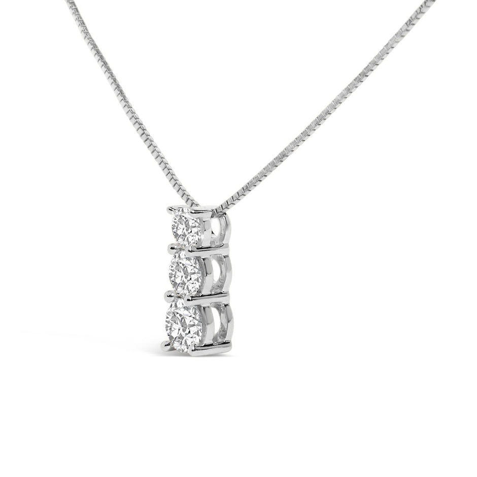 14K White Gold 1/2 Cttw Lab Grown Diamond Three Stone Pendant Necklace - Necklaces - Custom Crafting Alliance, LLC