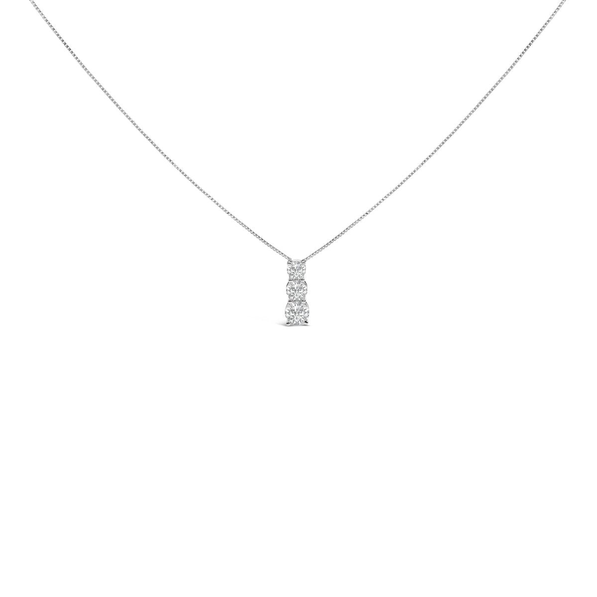 14K White Gold 1/2 Cttw Lab Grown Diamond Three Stone Pendant Necklace - Necklaces - Custom Crafting Alliance, LLC