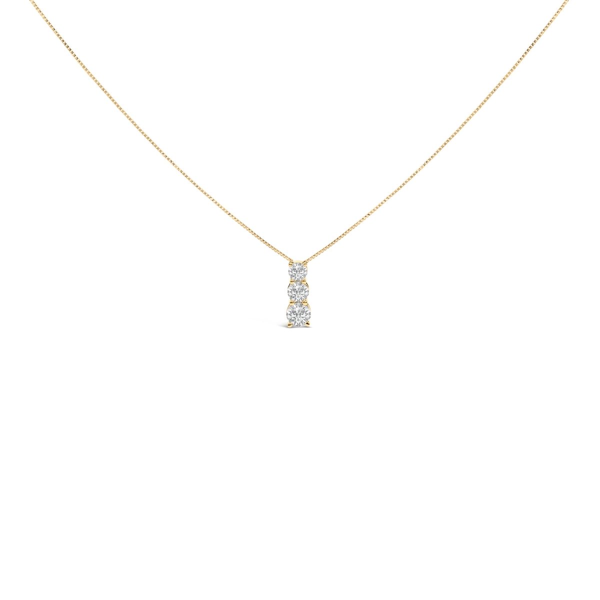14K White Gold 1/2 Cttw Lab Grown Diamond Three Stone Pendant Necklace - Necklaces - Custom Crafting Alliance, LLC
