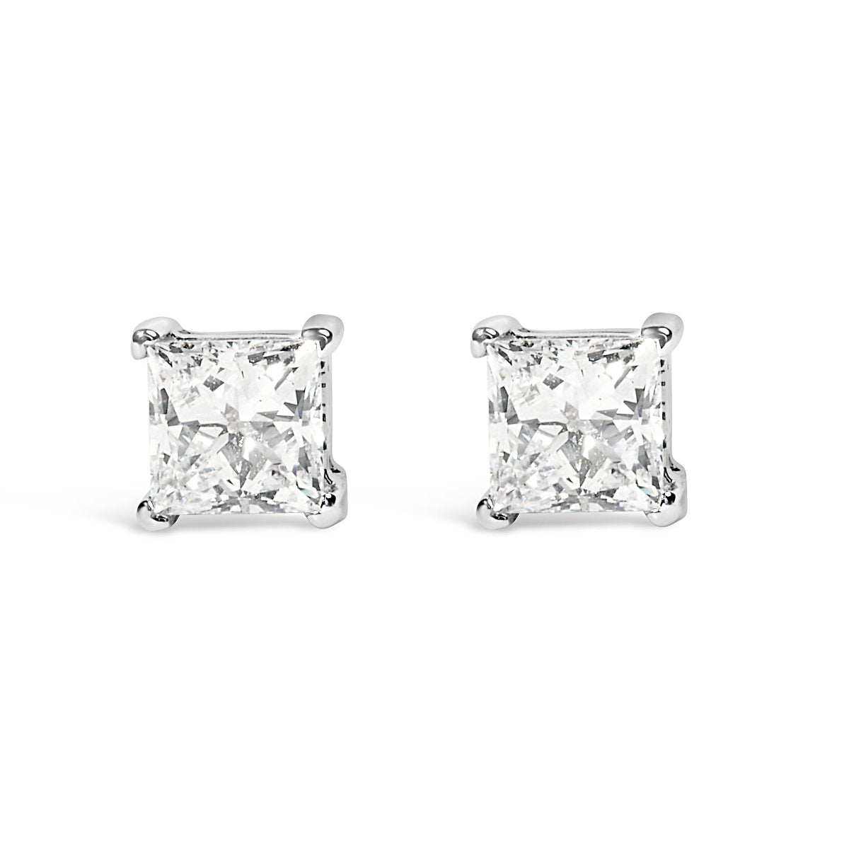 14K White Gold 1/2 Cttw Princess Cut Lab Grown Diamond Solitaire Stud Earrings (F-G Color, VS2-SI1 Clarity) - Earrings - Custom Crafting Alliance, LLC