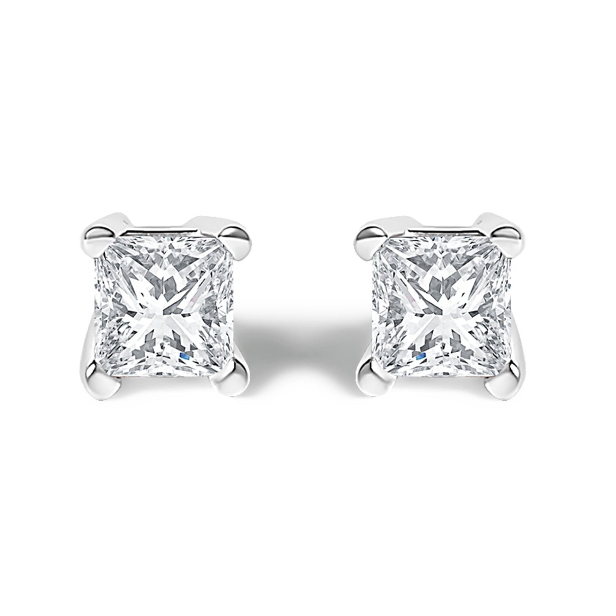 14K White Gold 1/2 Cttw Princess Cut Lab Grown Diamond Solitaire Stud Earrings (F-G Color, VS2-SI1 Clarity) - Earrings - Custom Crafting Alliance, LLC