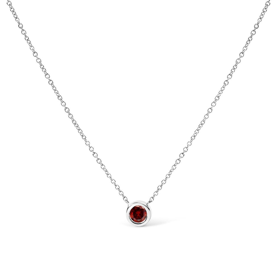 14K White Gold 1/2 Cttw Red Lab Grown Diamond Bezel-Set Solitaire 18
