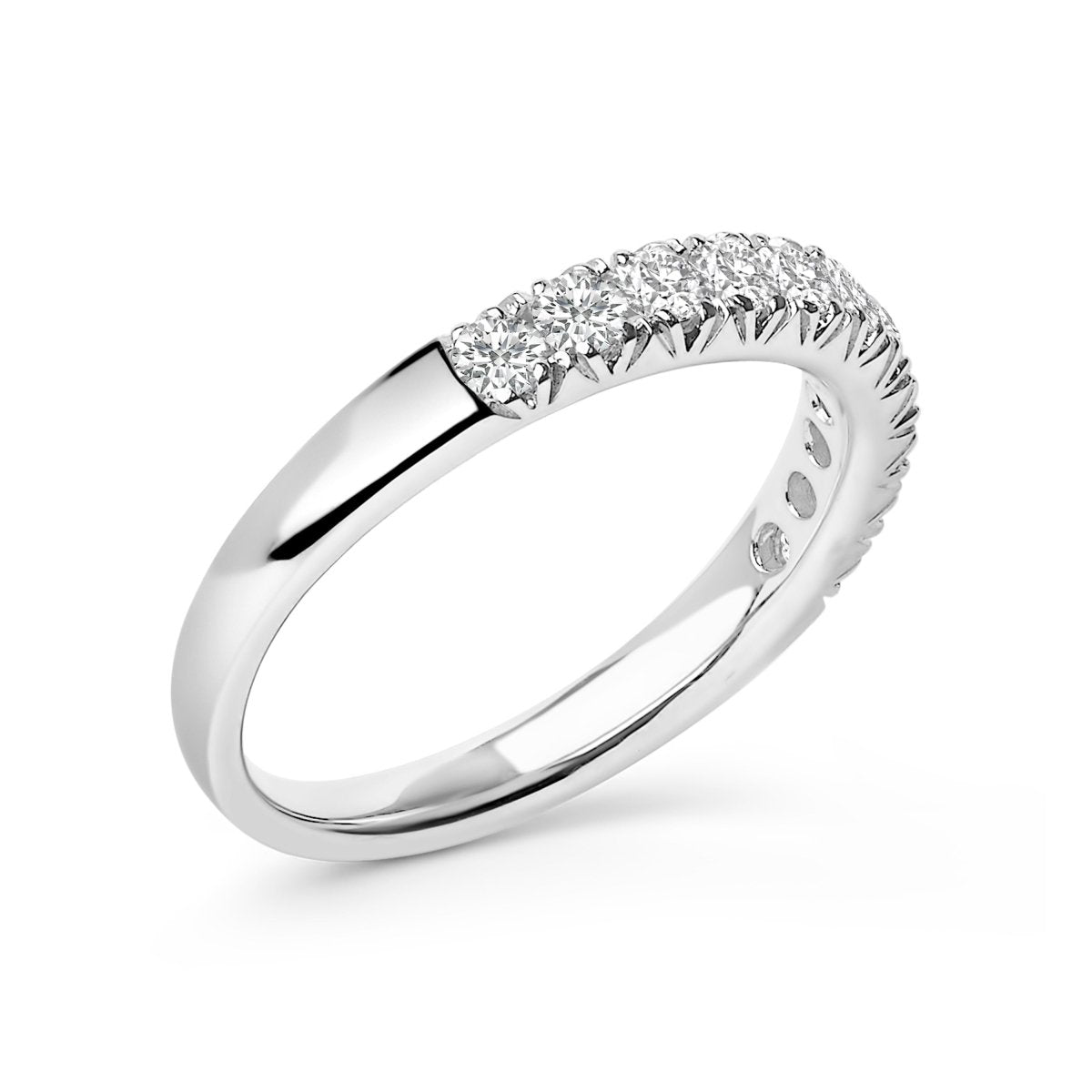 14K White Gold 1/2 Cttw Round Diamond 11 Stone Classic Band - Rings - Custom Crafting Alliance, LLC