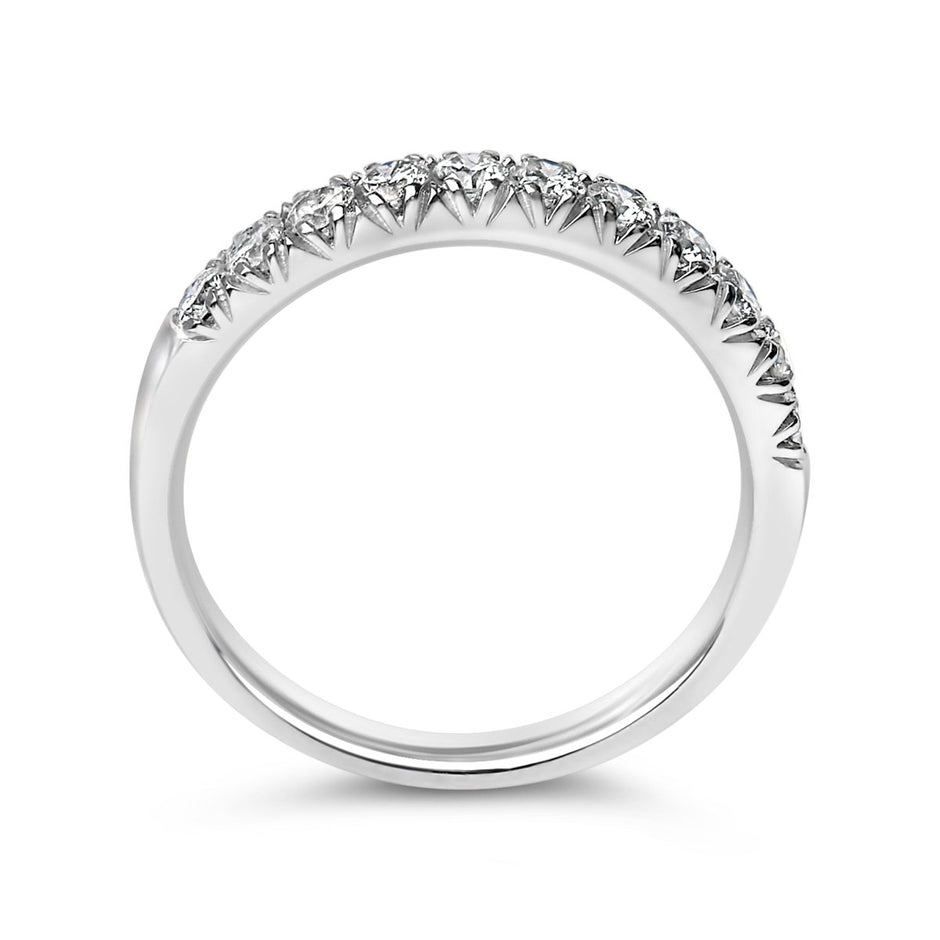 14K White Gold 1/2 Cttw Round Diamond 11 Stone Classic Band - Rings - Custom Crafting Alliance, LLC
