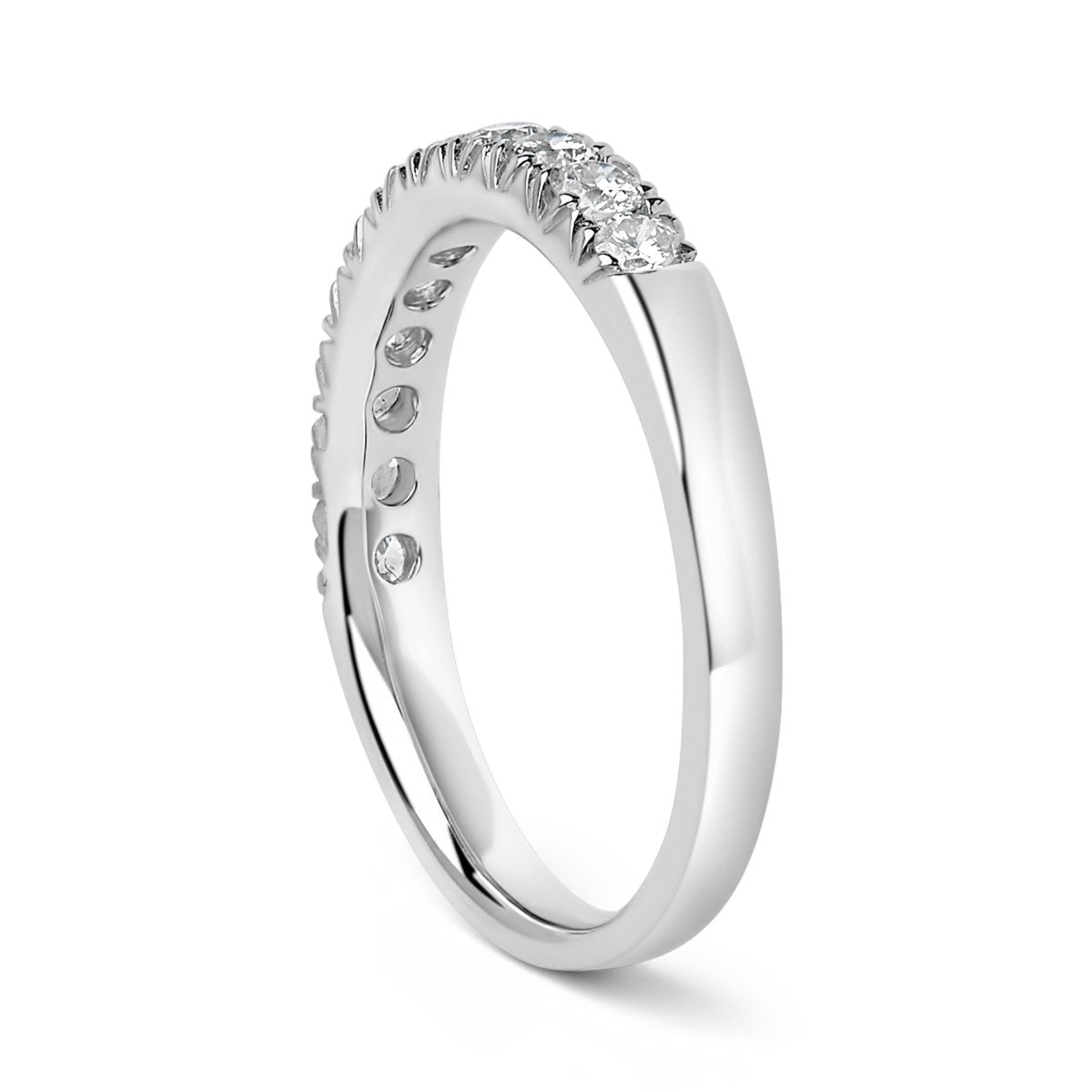 14K White Gold 1/2 Cttw Round Diamond 11 Stone Classic Band - Rings - Custom Crafting Alliance, LLC