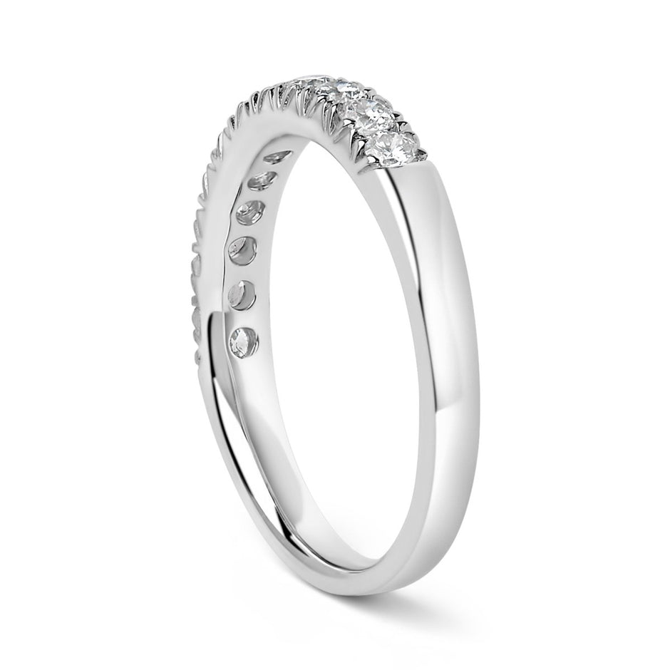 14K White Gold 1/2 Cttw Round Diamond 11 Stone Classic Band - Rings - Custom Crafting Alliance, LLC