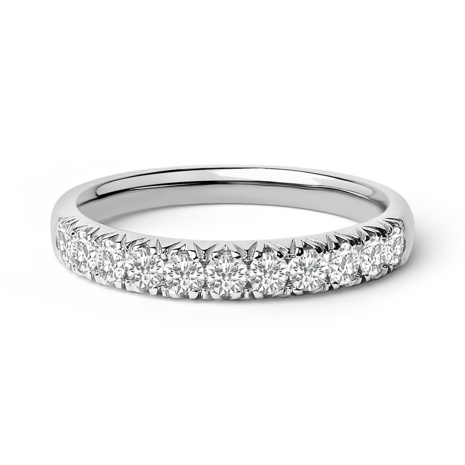 14K White Gold 1/2 Cttw Round Diamond 11 Stone Classic Band - Rings - Custom Crafting Alliance, LLC