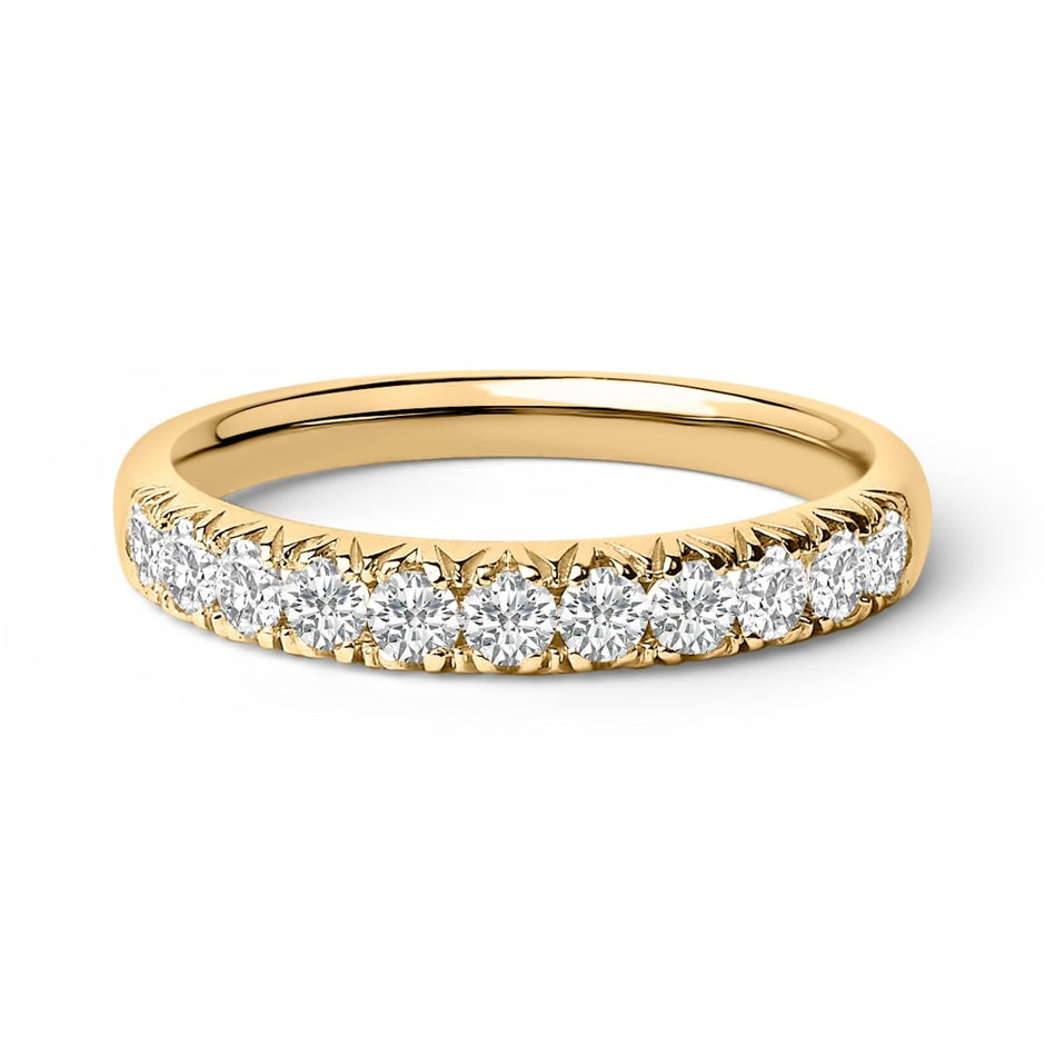 14K White Gold 1/2 Cttw Round Diamond 11 Stone Classic Band - Rings - Custom Crafting Alliance, LLC