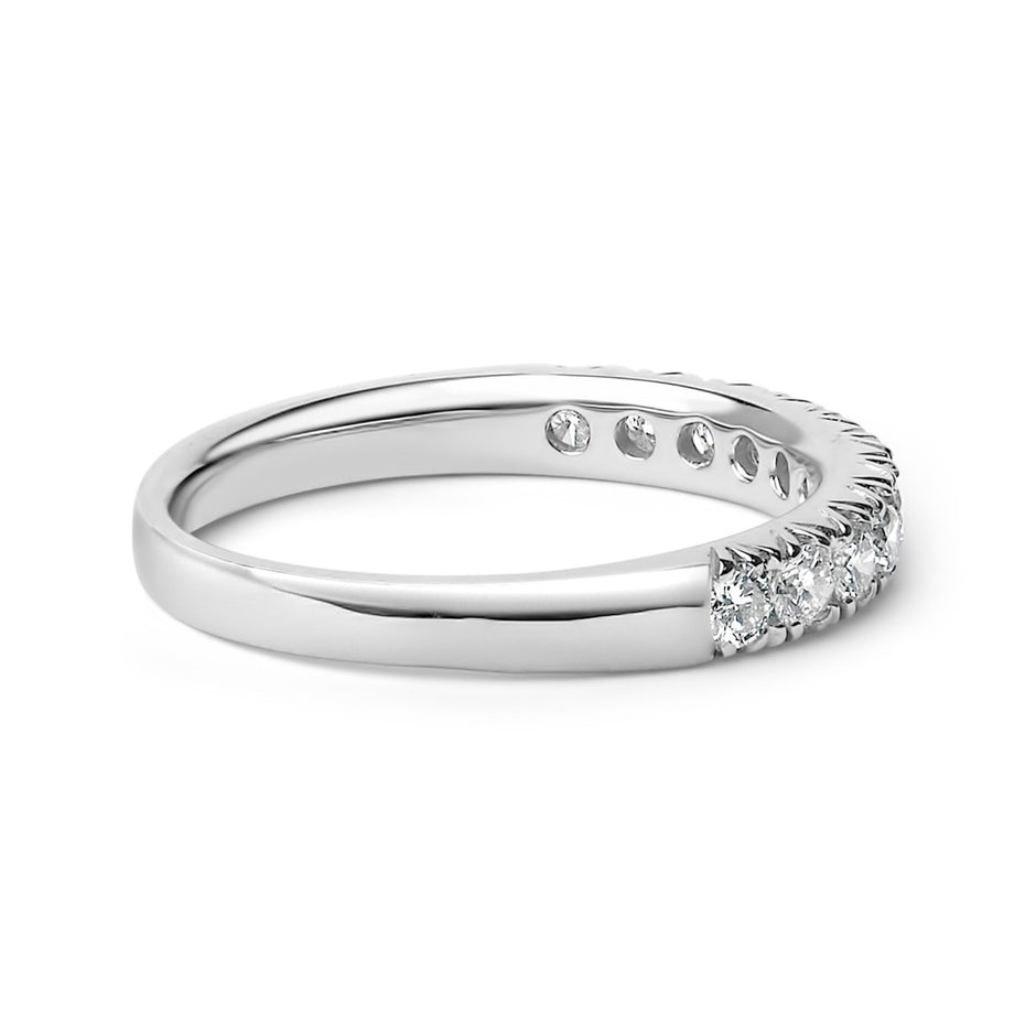 14K White Gold 1/2 Cttw Round Diamond 11 Stone Classic Band - Rings - Custom Crafting Alliance, LLC