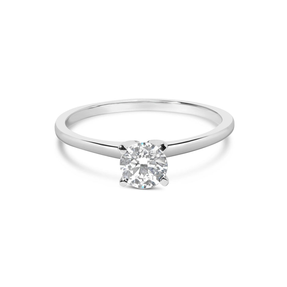 14K White Gold 1/2 Cttw Round Lab Grown Diamond 4 Prong Solitaire Engagement Ring (F-G Color, VS2-SI1 Clarity) - Size 7 - Rings - Custom Crafting Alliance, LLC