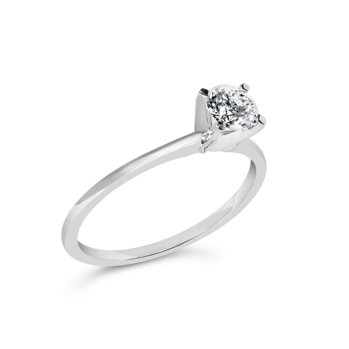14K White Gold 1/2 Cttw Round Lab Grown Diamond 4 Prong Solitaire Engagement Ring (F-G Color, VS2-SI1 Clarity) - Size 7 - Rings - Custom Crafting Alliance, LLC
