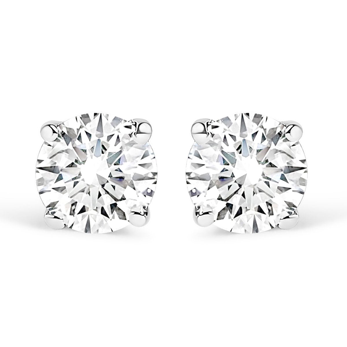 14K White Gold 1/2 Cttw Round Lab Grown Diamond Solitaire Stud Earrings - Earrings - Custom Crafting Alliance, LLC