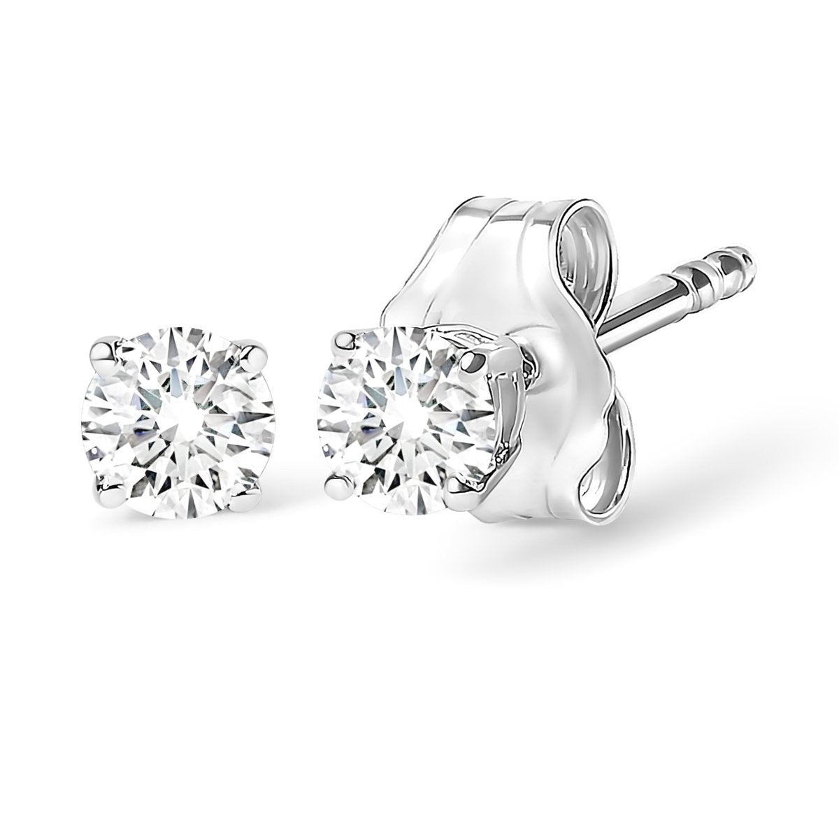 14K White Gold 1/2 Cttw Round Lab Grown Diamond Solitaire Stud Earrings - Earrings - Custom Crafting Alliance, LLC