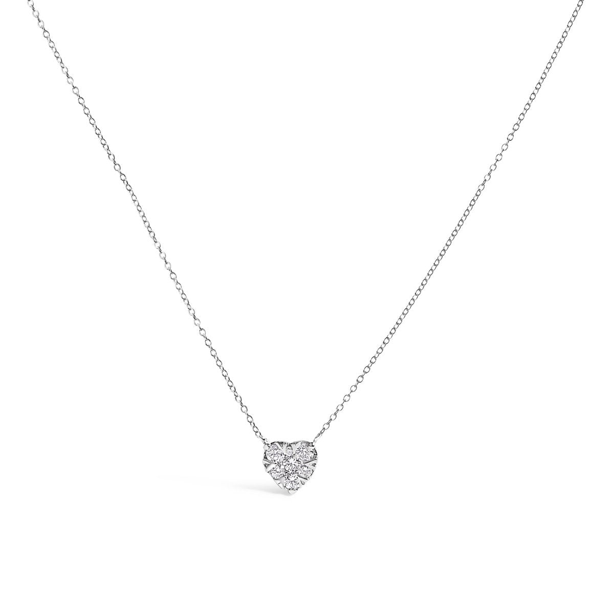 14K White Gold 1/4 Cttw Diamond Composite Heart Pendant Necklace - 18